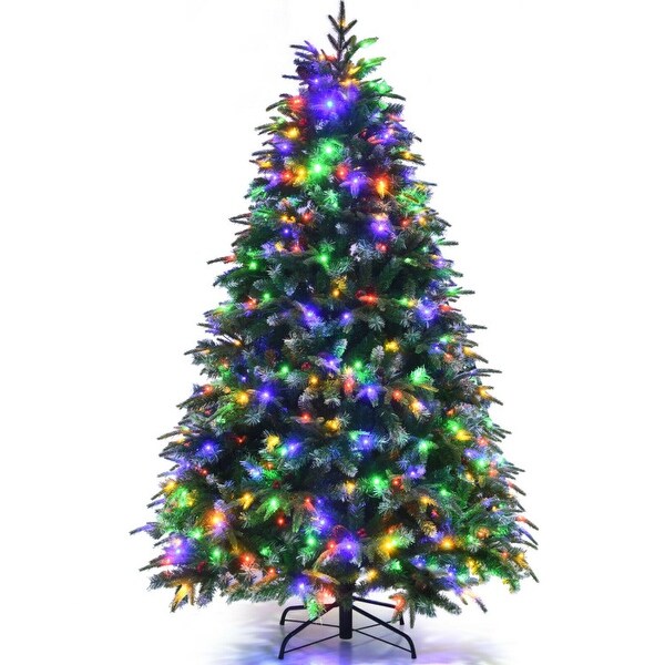 PreLit Snowy Christmas Tree with Flashing Modes and Multicolored LED Lights