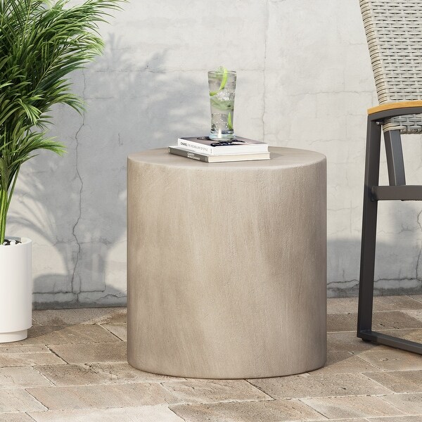 Lightweight Concrete Side Table with a Cylindrical Shape and Solid Structure