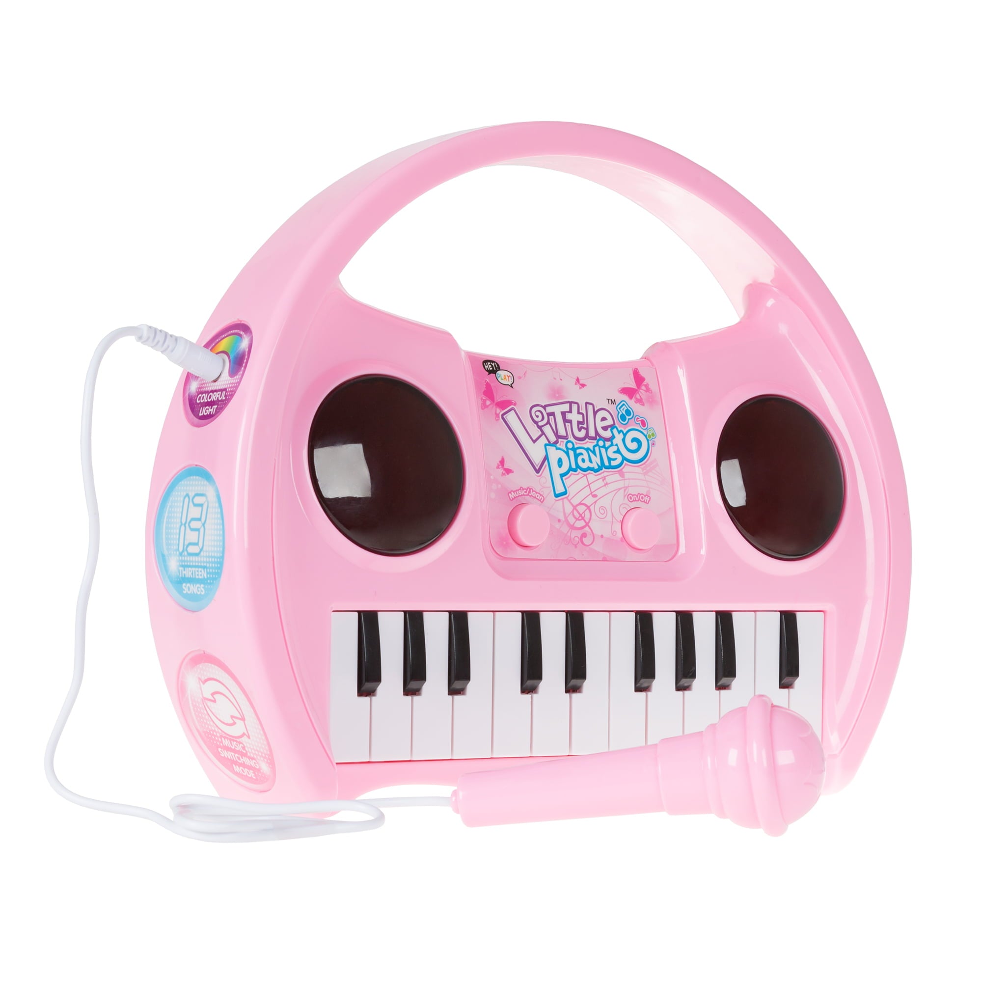 Hey Play Kids Karaoke Machine with Microphone and Musical Keyboard (Pink)