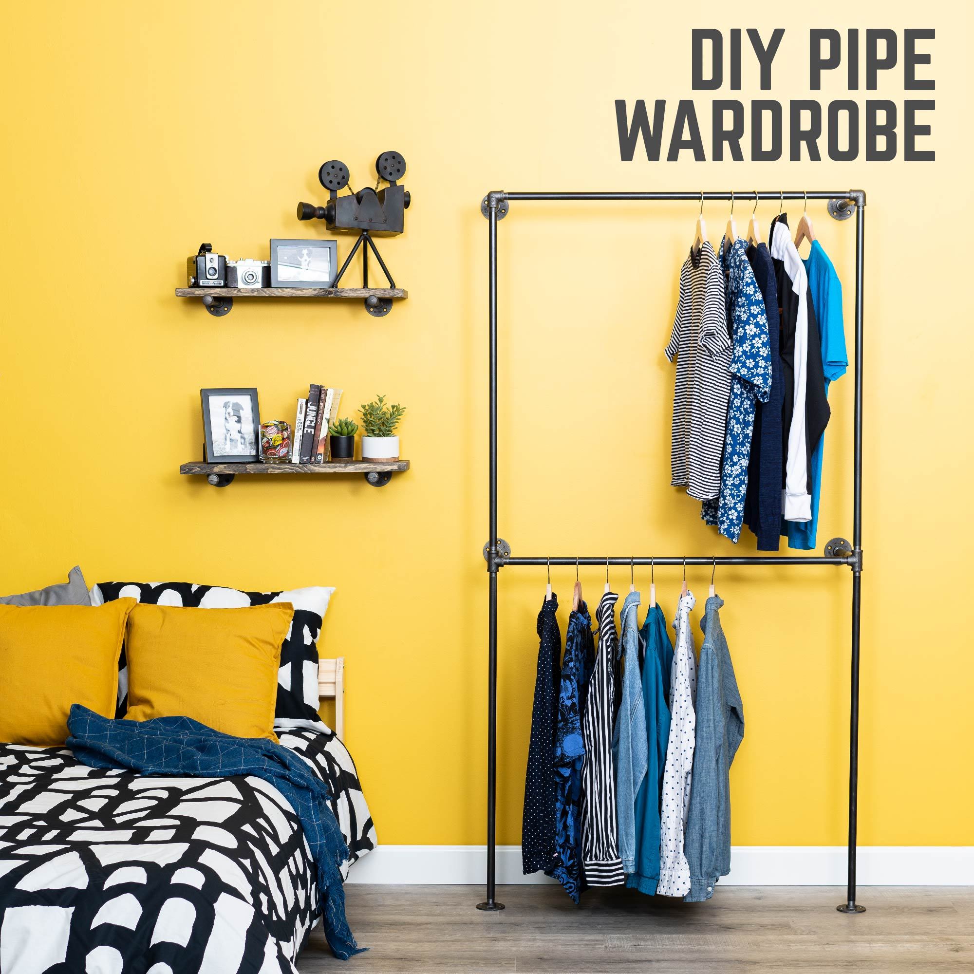 Wall Mounted Double Hung Clothing Rack By PIPE DECOR