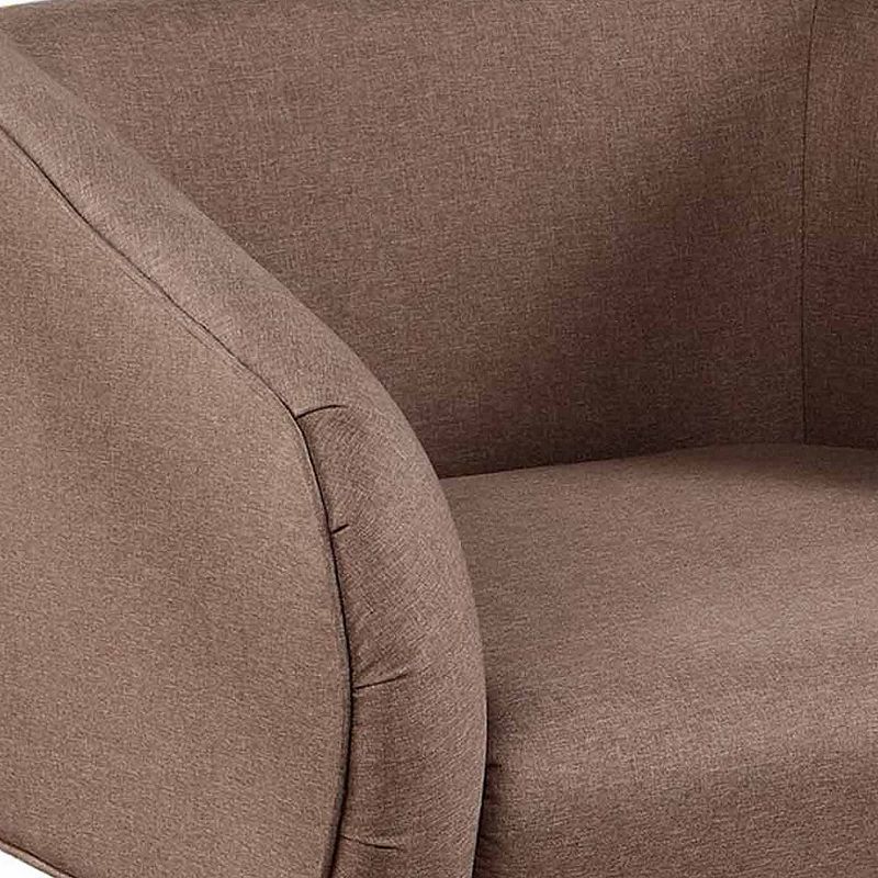 Tim 30 Inch Fabric Upholstered Accent Chair， 360 Swivel Seat， Brown