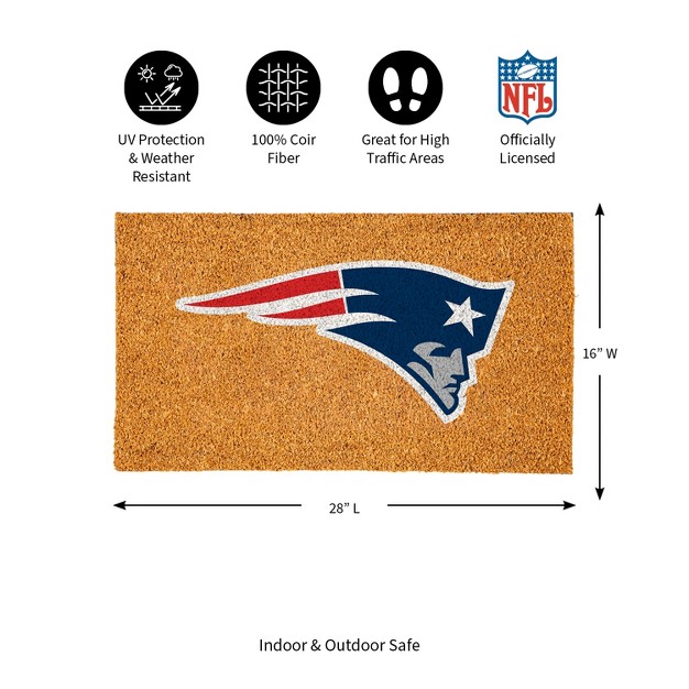 Evergreennflnew England Patriots Logo Natural Coir 28 X 16 Inches Indoor Outdoor Doormat