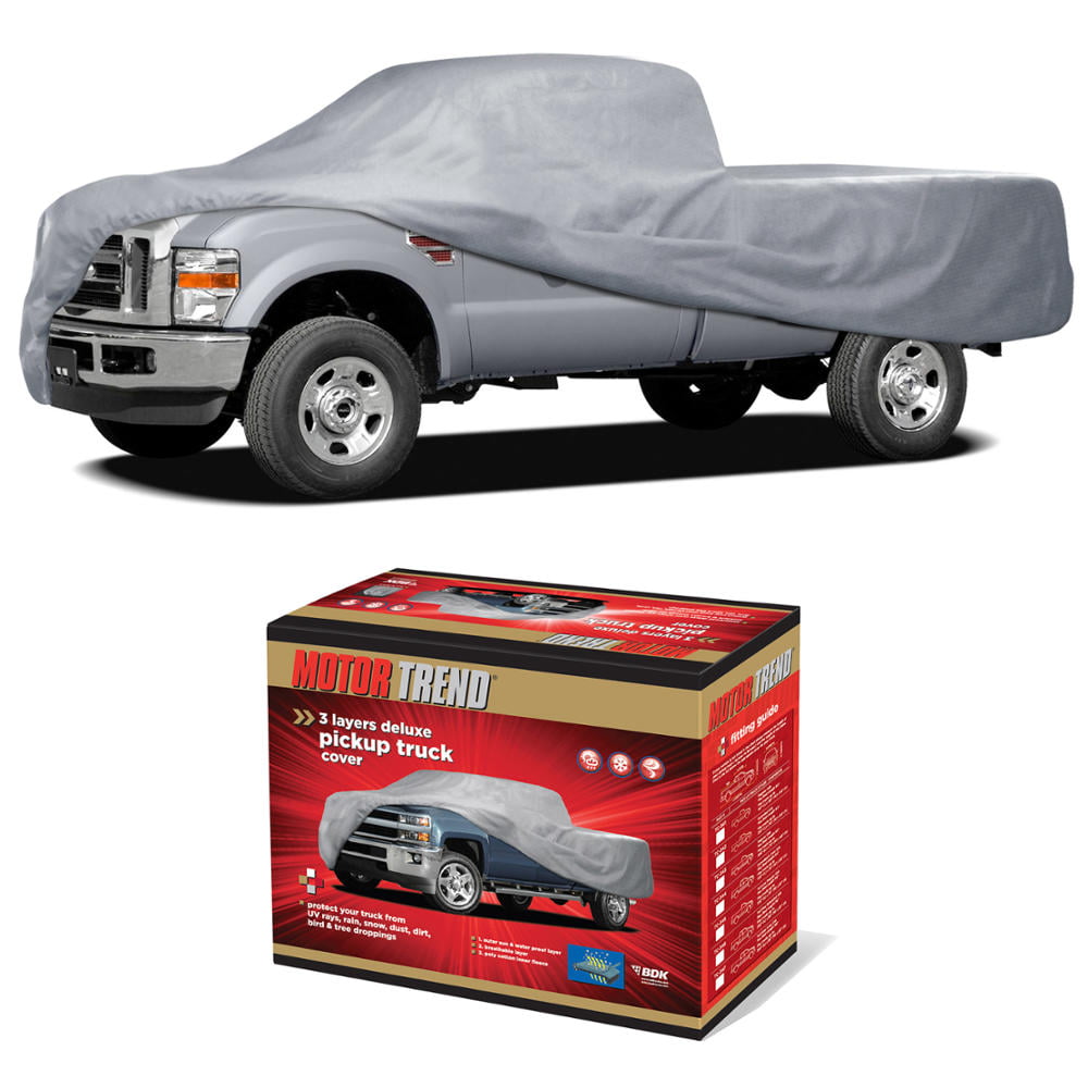 BDK Motor Trend Four Season Waterproof Outdoor Truck Cover for Heavy Duty Use - 4 Layers Snow， Water， Sun ， UV Protection