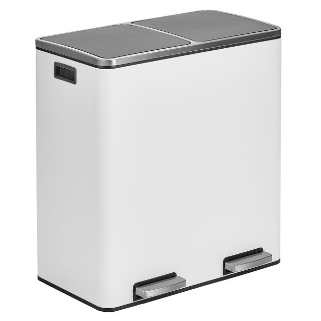 Mdesign Metal Steel 60 liter Large Dual Compartment Step Trash Can