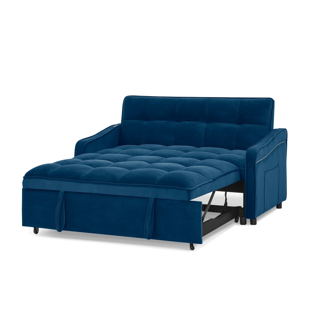 Loveseat Convertible Sleeper Futon Bed w/ Pull Out Sleep Daybed   USB Ports