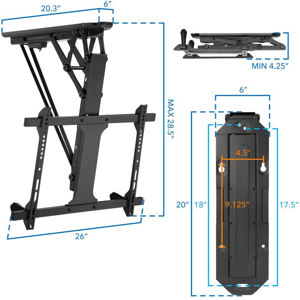 Mount-It! 32 in. to 70 in. Motorized Ceiling TV Mount with Remote and App 77 lbs. Capacity MI-4224