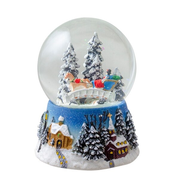 5.75 Winter Forest Sleigh Ride Musical Christmas Snow Globe