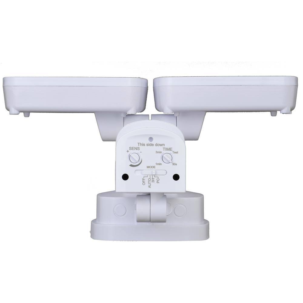 dualux 180-Degree Range - 70 ft. White Outdoor Integrated LED Motion Sensor Dusk to Dawn Security Flood Light T0698