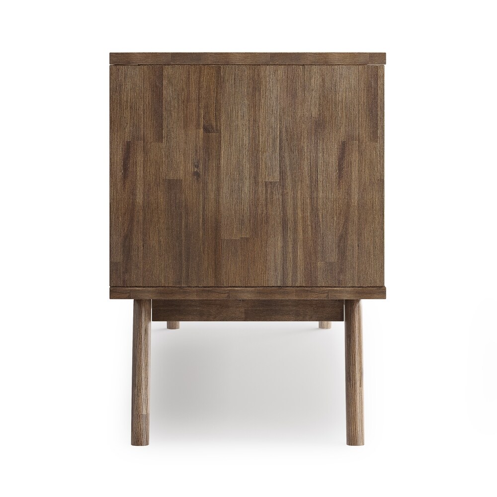 Wright SOLID ACACIA WOOD 60 inch Wide Mid Century Design TV Media Stand in Rustic Natural Aged Brown   18\