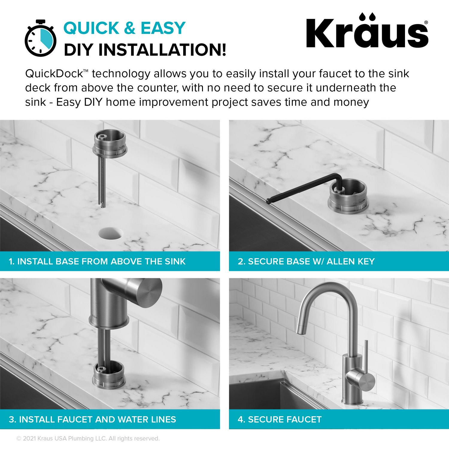 KRAUS Spot Free Oletto Single Handle Kitchen Bar Faucet in all-Brite Stainless Steel Finish