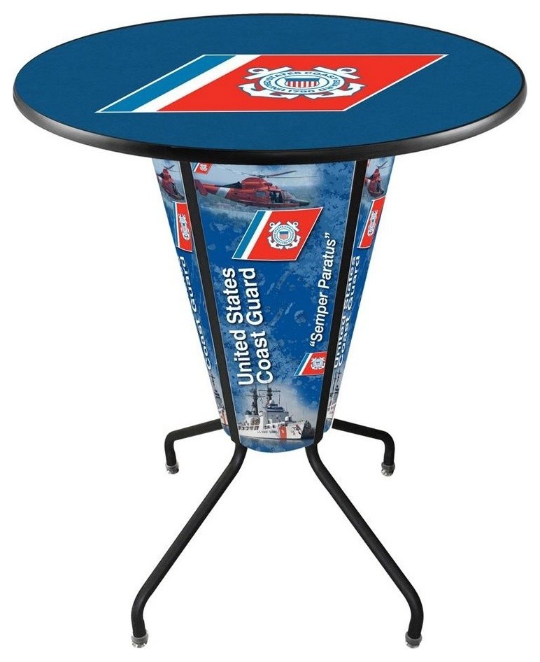 Lighted Coast Guard Pub Table   Beach Style   Outdoor Pub And Bistro Tables   by Team Sports  Houzz