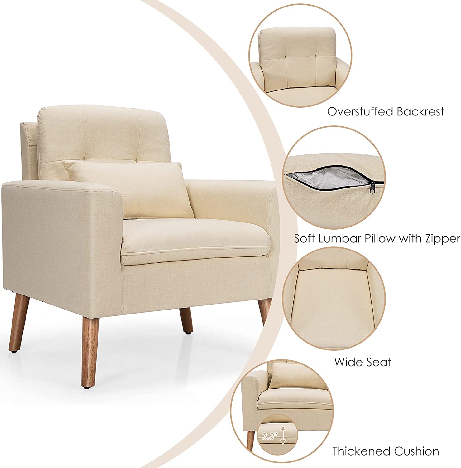 Giantex Modern Leisure Chair for Living Room Bedroom Office