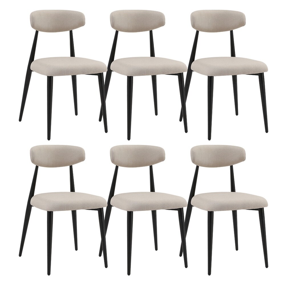 Set of 6 Dining Chairs with Upholstered and Metal Frame