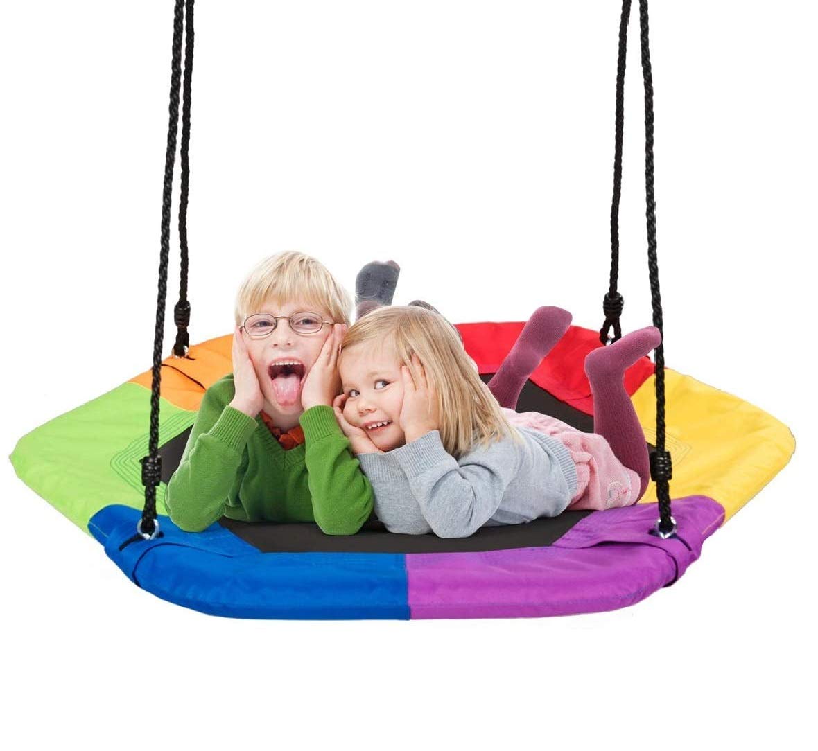 Costzon 37 inch Children Tree Swing Set,40''- 63'' Adjustable Multi-Play Hanging Ropes