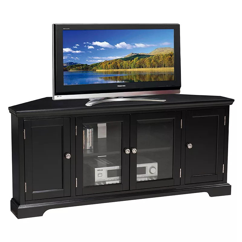 Leick Furniture Black Finish 4-Door Corner TV Stand