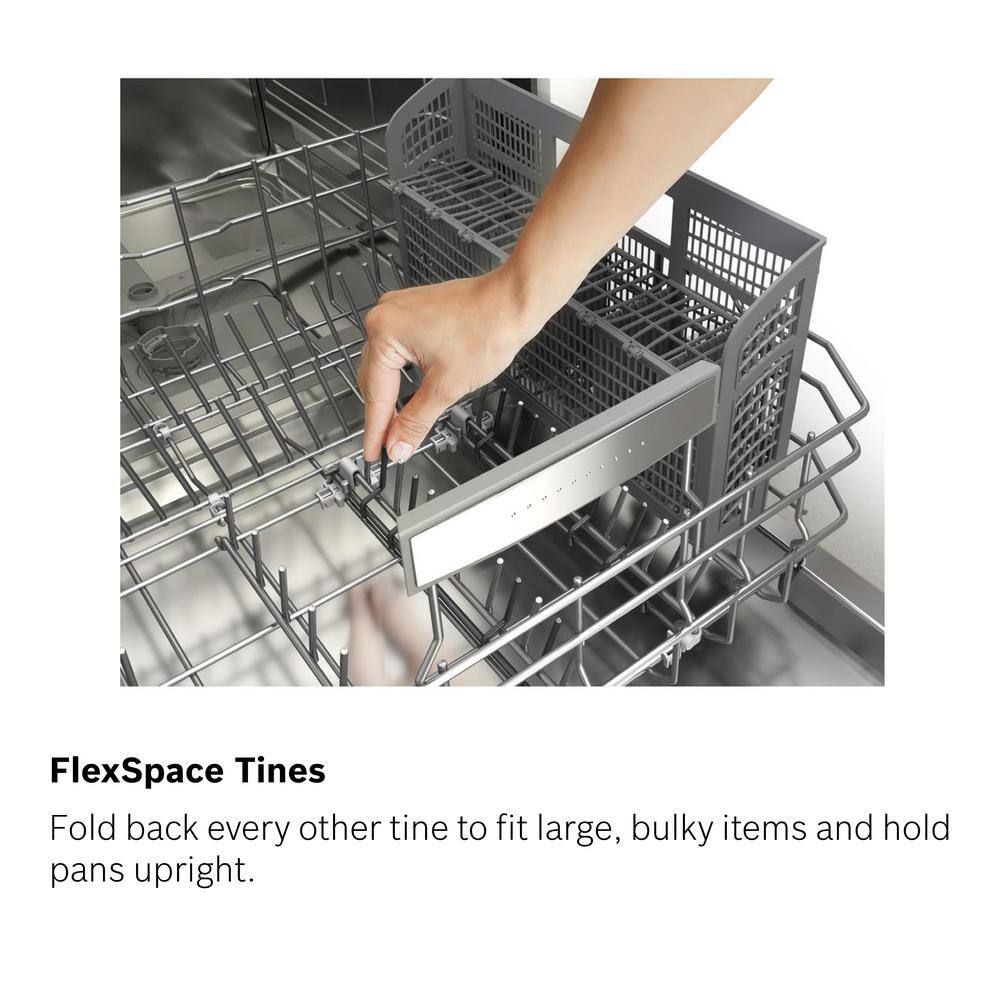 Bosch 300 Series 24 in Front Control Built-In Stainless Steel Dishwasher w3rd Rack Stainless Steel Tall Tub 44dBA 5-Cycles SHEM63W55N