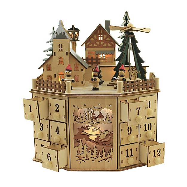 Christmas Led Windmill Village One Lit Village Figurine 11 5 Inches Christmas Church Carolers 134127 Wood Beige