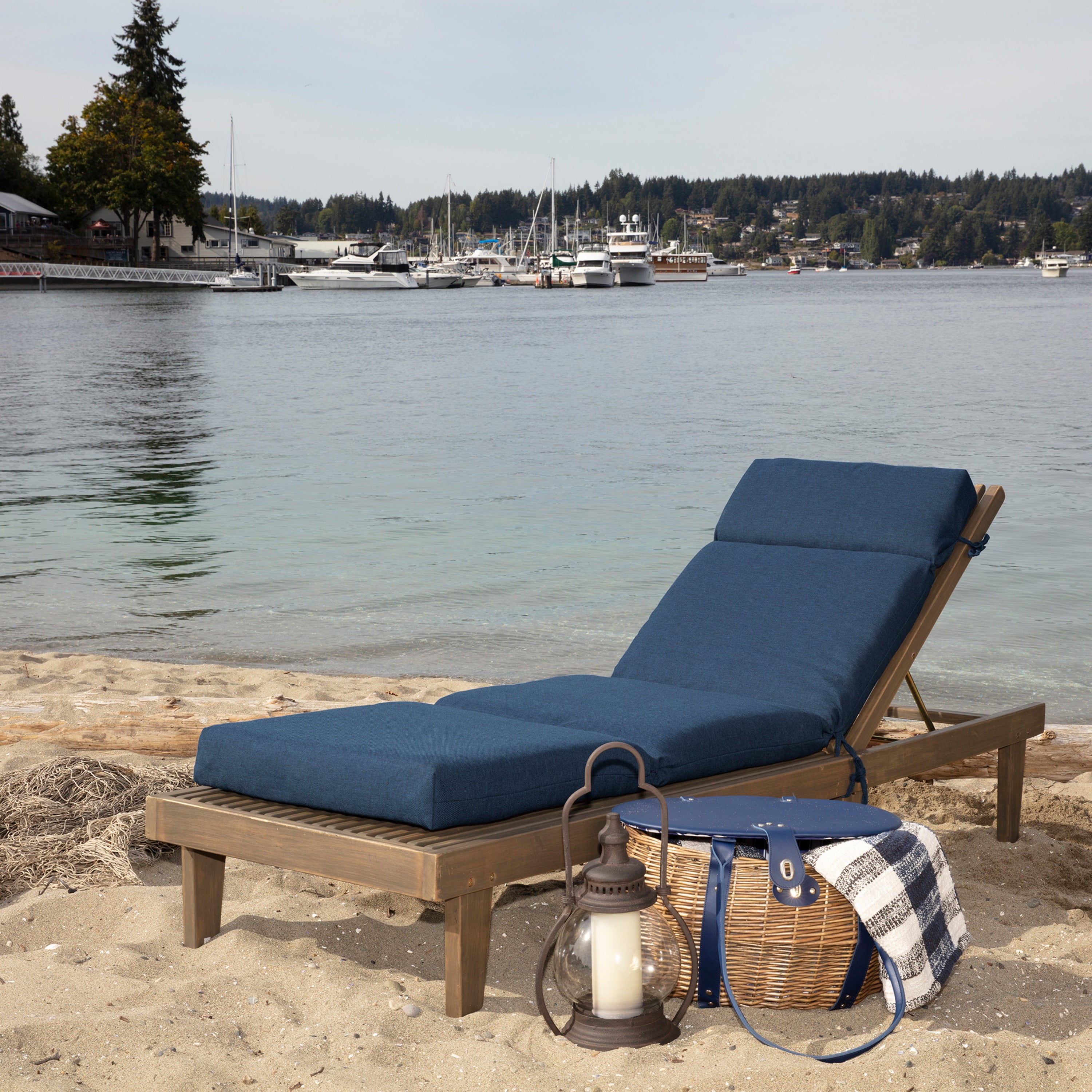 Arden Selections Oceantex Outdoor Chaise Lounge Cushion 72 x 21， Ocean Blue