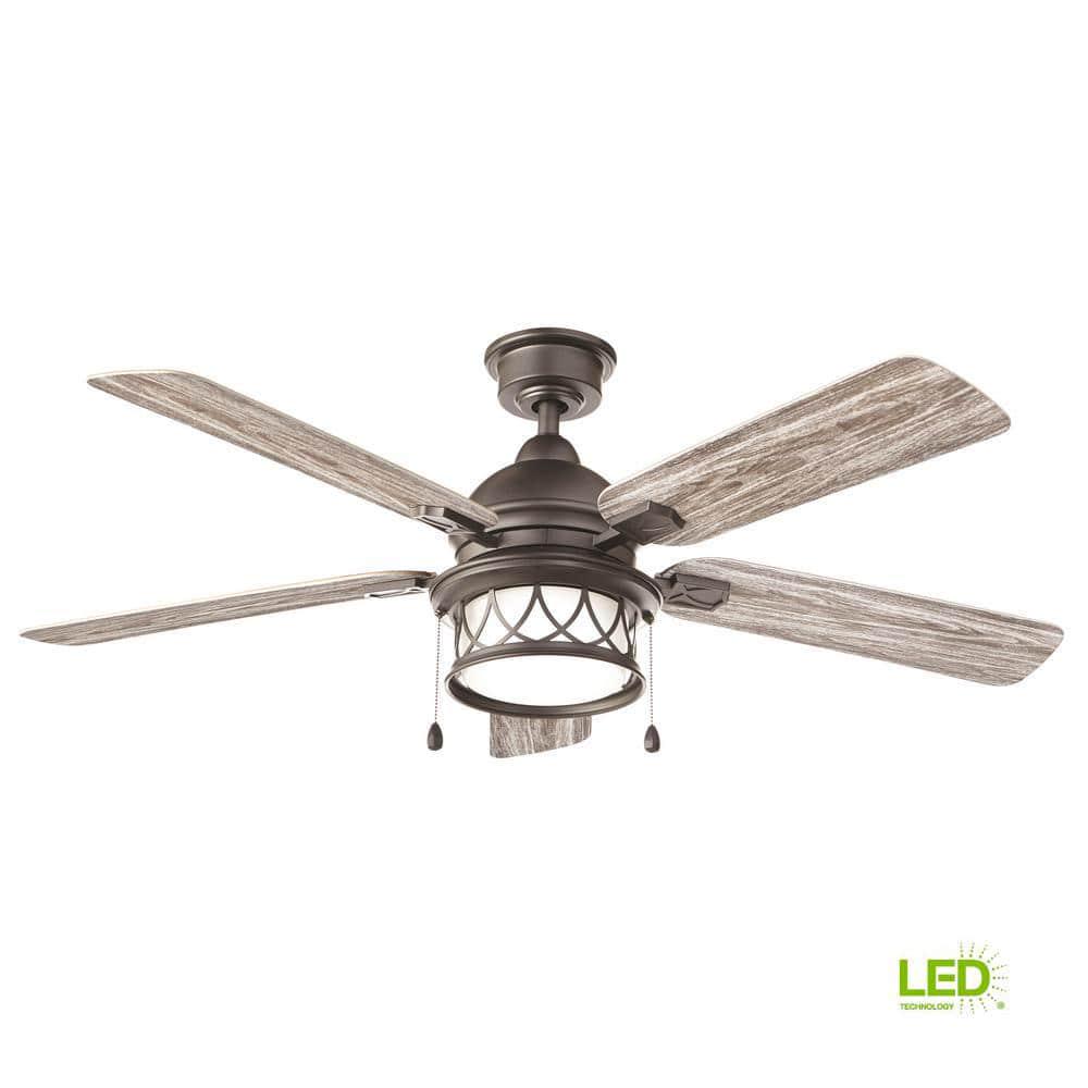 Home Decorators Collection Artshire 52 in Integrated LED IndoorOutdoor Natural Iron Ceiling Fan with Light Kit