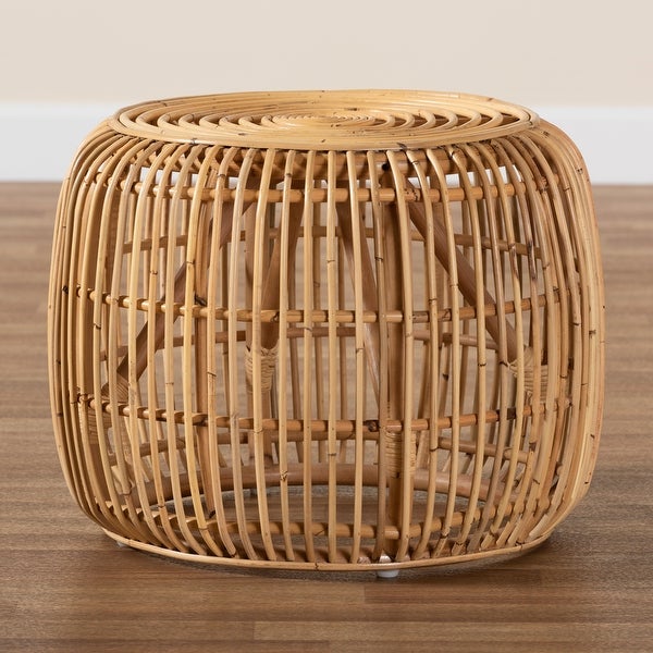 Maverick Modern Bohemian Natural Brown Rattan End table