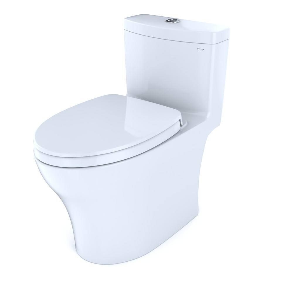 TOTO Aquia IV 1-Piece 0.81.28 GPF Dual Flush Elongated ADA Comfort Height Toilet in Cotton White SoftClose Seat Included MS646124CEMFGN#01