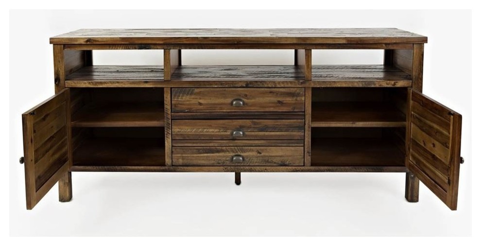 Artisan  x27s Craft 60 quotMedia Console  Dakota Oak   Rustic   Entertainment Centers And Tv Stands   by BisonOffice  Houzz