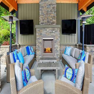 Duluth Forge Vent-Free Stainless Outdoor Gas Fireplace Insert With Copper Fire Glass Media - 24000 BTU 170371