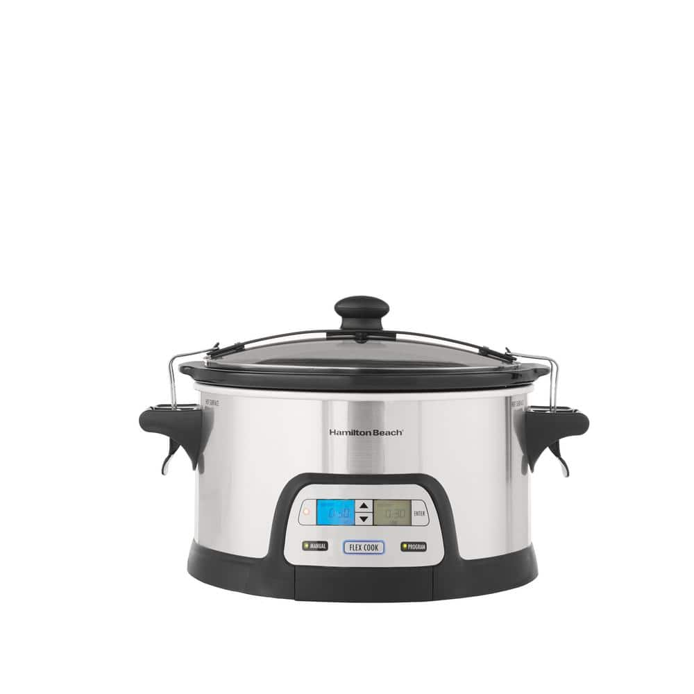 Hamilton Beach FlexCook 6 Qt. Silver Programmable Slow Cooker with Temperature Controls 33861