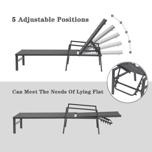 2 Pieces Set Patio Chaise Lounges with Armrests