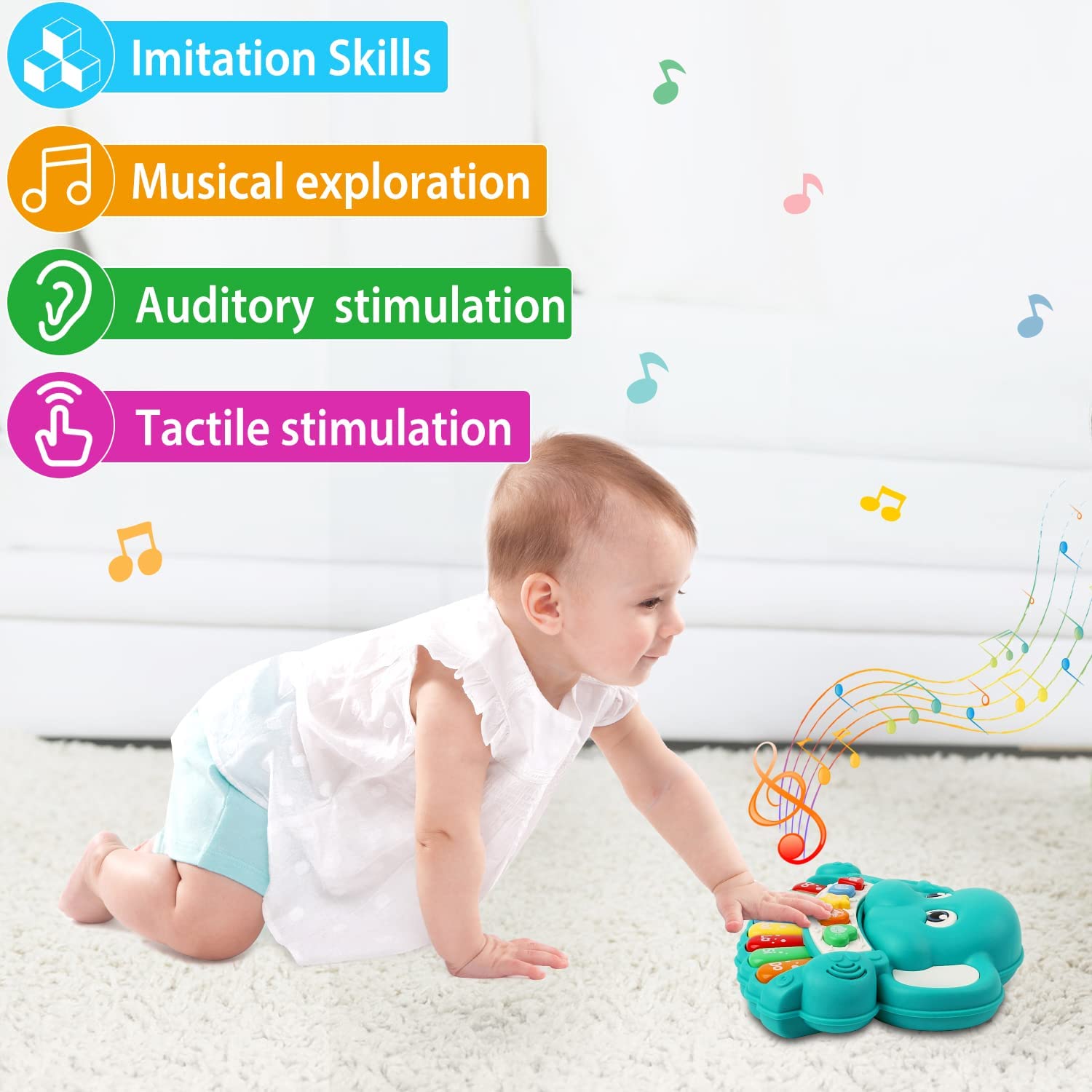 Baby Toys 6-12 Months， Montessori Toys for 1 Year Old Boys and Girls， Baby Toys for Toddler 12-24 Months，  Musical Piano Educational Toys