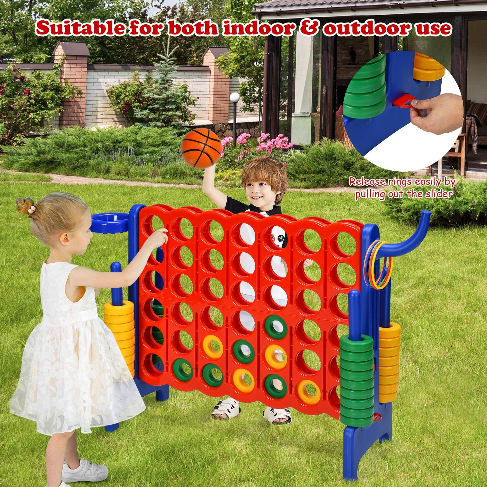 Costzon Giant 4-in-A-Row, Jumbo 4-to-Score Giant Game, Backyard Games (with carrying bag)