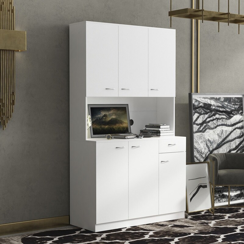 Wood Open Wardrobe with 1 Drawers， Large Storage Space - - 37938188