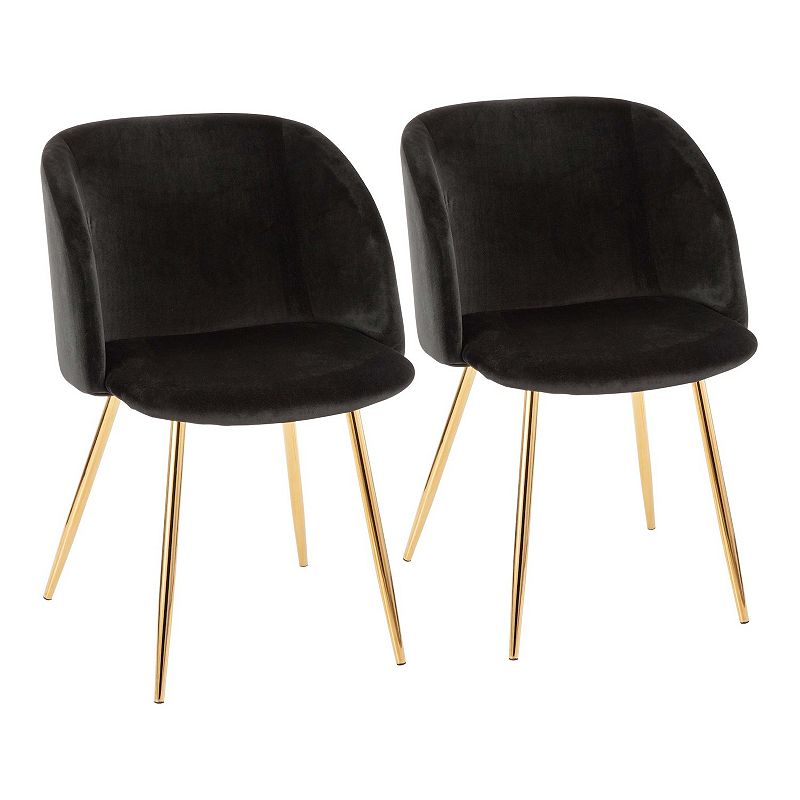 Set of 2 Black and Gold Fran Contemporary Chair 32.5”