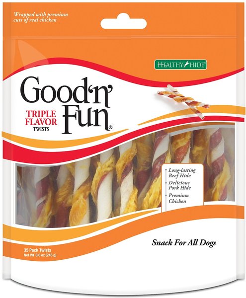 Good 'n' Fun Triple Flavor Twist Sticks Dog Chews