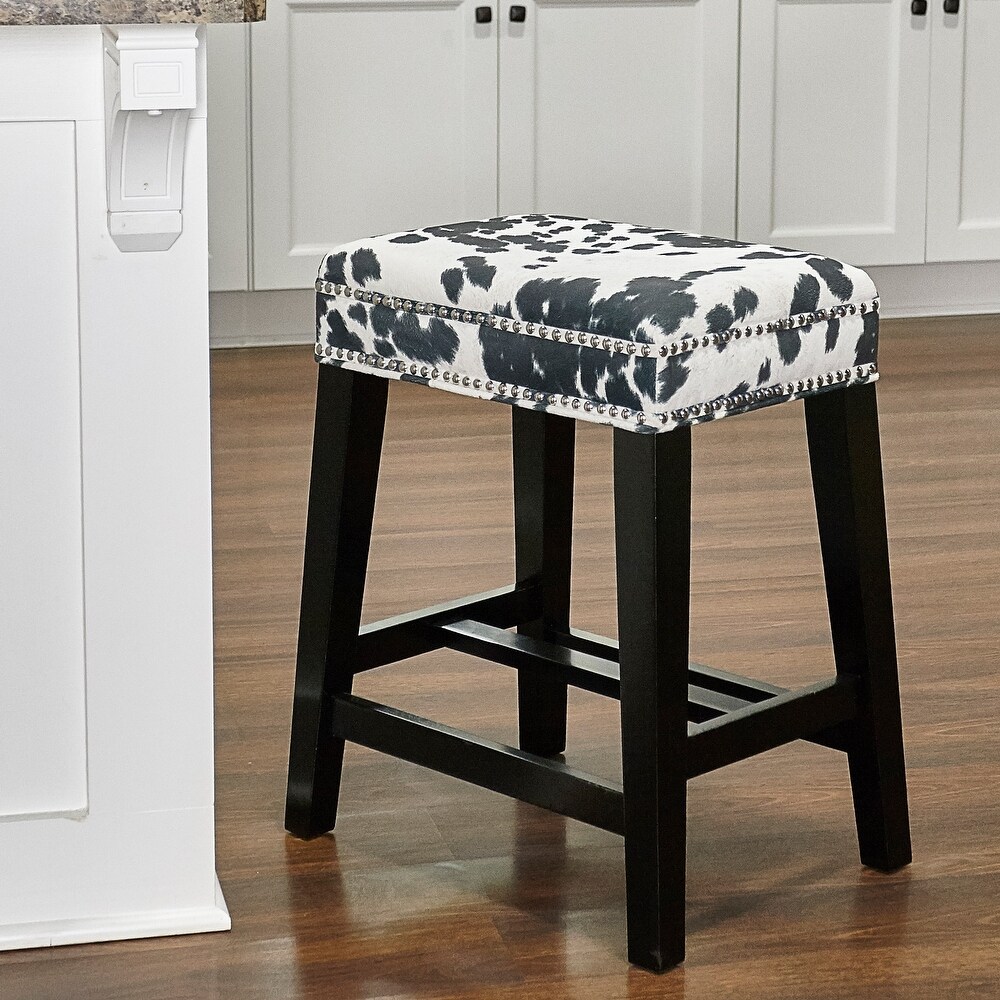 Ian Black Cow Print Counter Stool