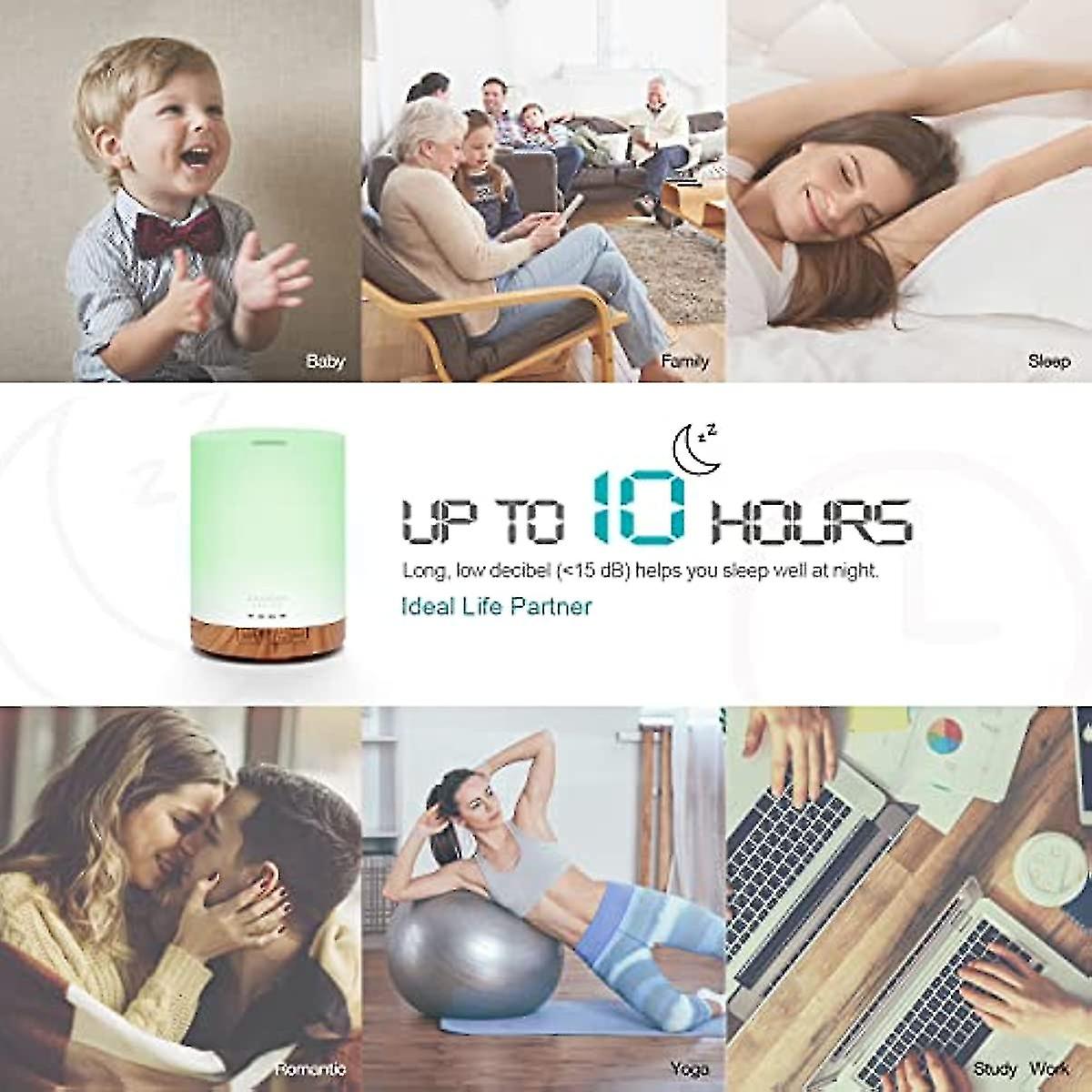 300ml Essential Oil Diffuser  Ultrasonic Aromatherapy Scented Diffuser Humidifier For Bedroom Baby Room Spa With 7 Led Color Lights And Waterless Auto