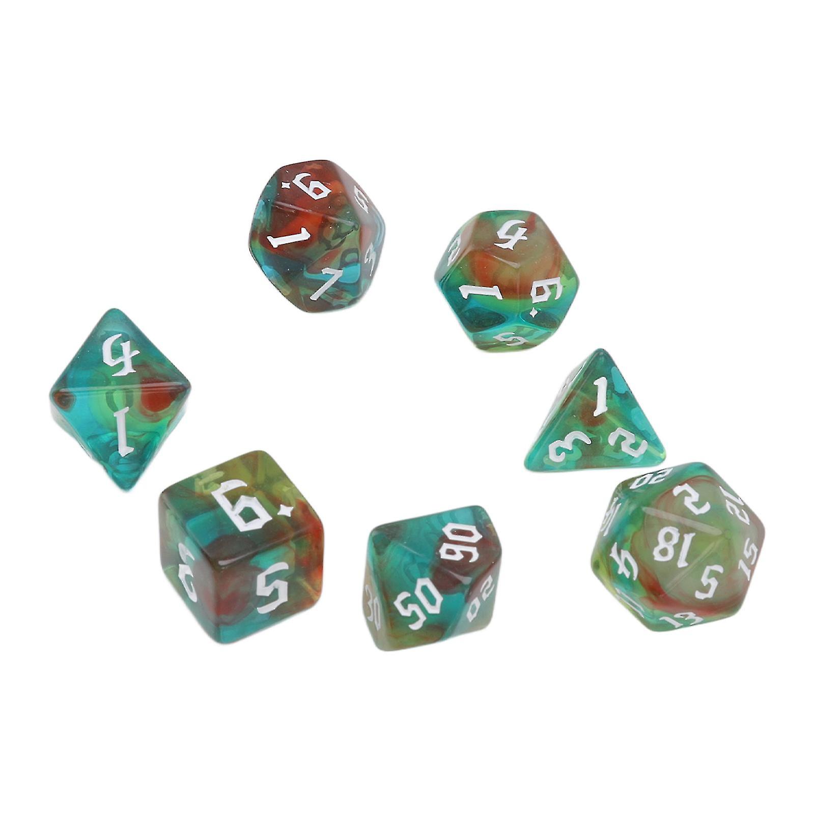 7PCS Polyhedral Number Dice Set Acrylic Table Board Game Dice Toys Waterproof Wear Resistant Type 5