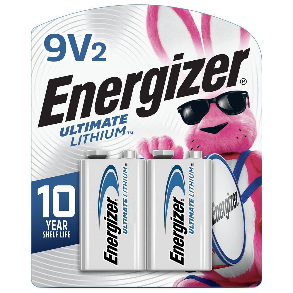 Energizer Ultimate Lithium 9V Batteries (2-Pack) Lithium 9-Volt Batteries L522BP2