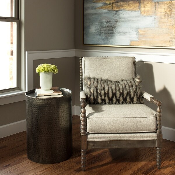 Carbon Loft Wadia Distressed Pewter Hammered Metal End Table