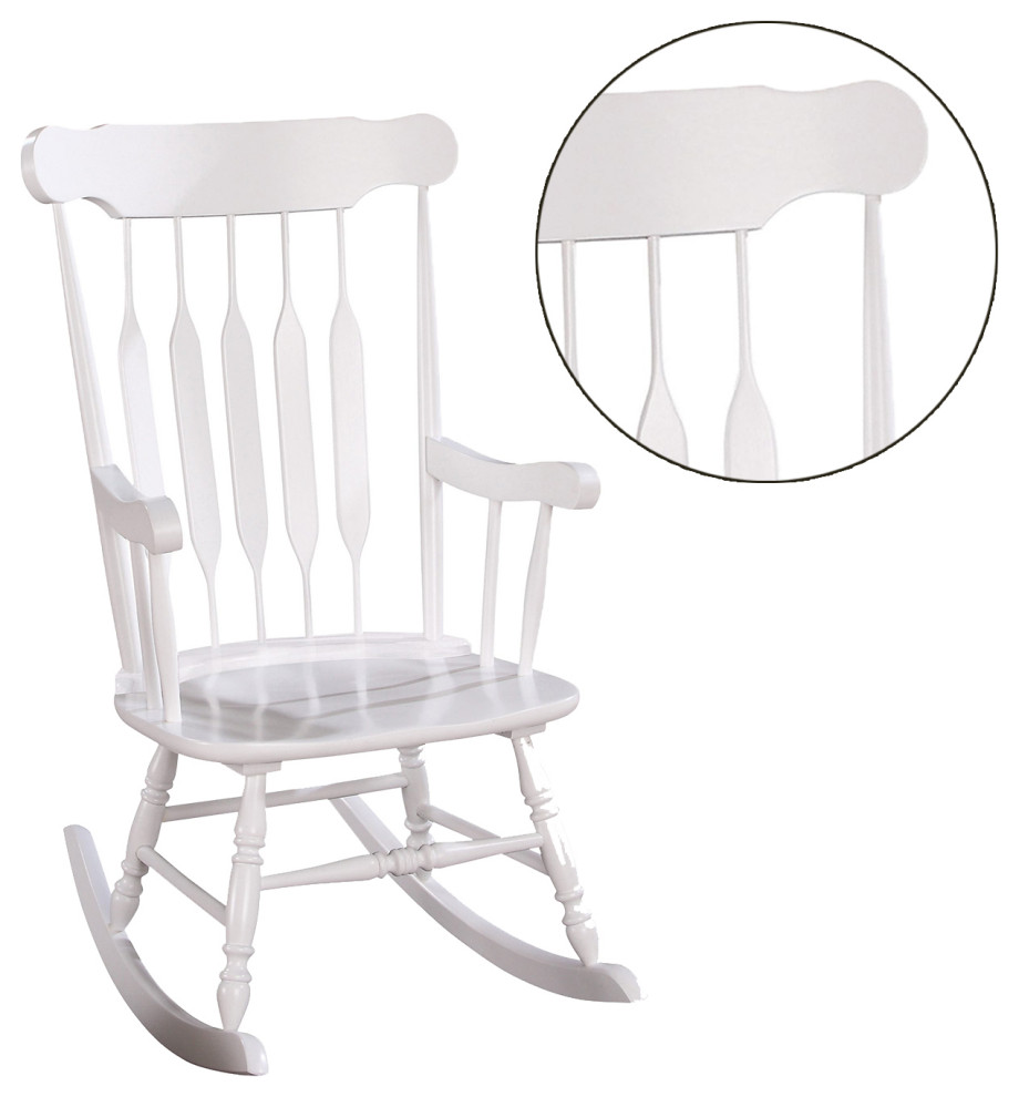 Rocking Chair with Arrow Back Design  White   Traditional   Rocking Chairs   by Simple Relax  Houzz