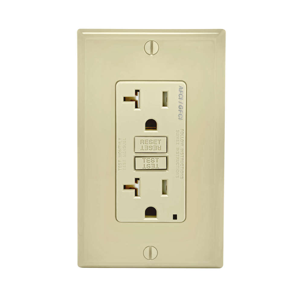 Leviton SmartlockPro Outlet 20A 125V Ivory AFCI/GFCI 2 Function Outlet ;