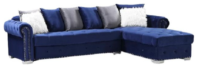 Amarante L Shape Sectional Set Upholstered  Velvet Fabric   Contemporary   Sectional Sofas   by Hollywood Decor  Houzz