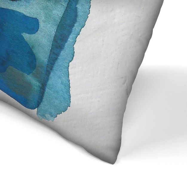 Americanflat Minimalist Botanical Blue Watercolor Seaweed Painitng 2 By Jetty Home Throw Pillow