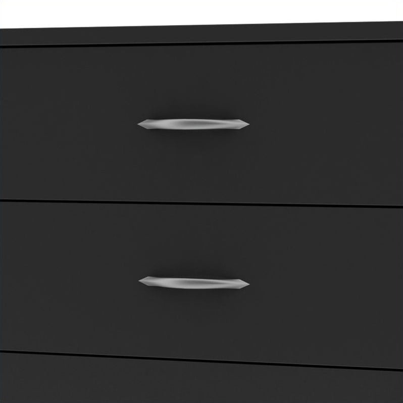 Home Square 2-Piece Set with 1-Drawer Nightstand & 5-Drawer Chest in Pure Black