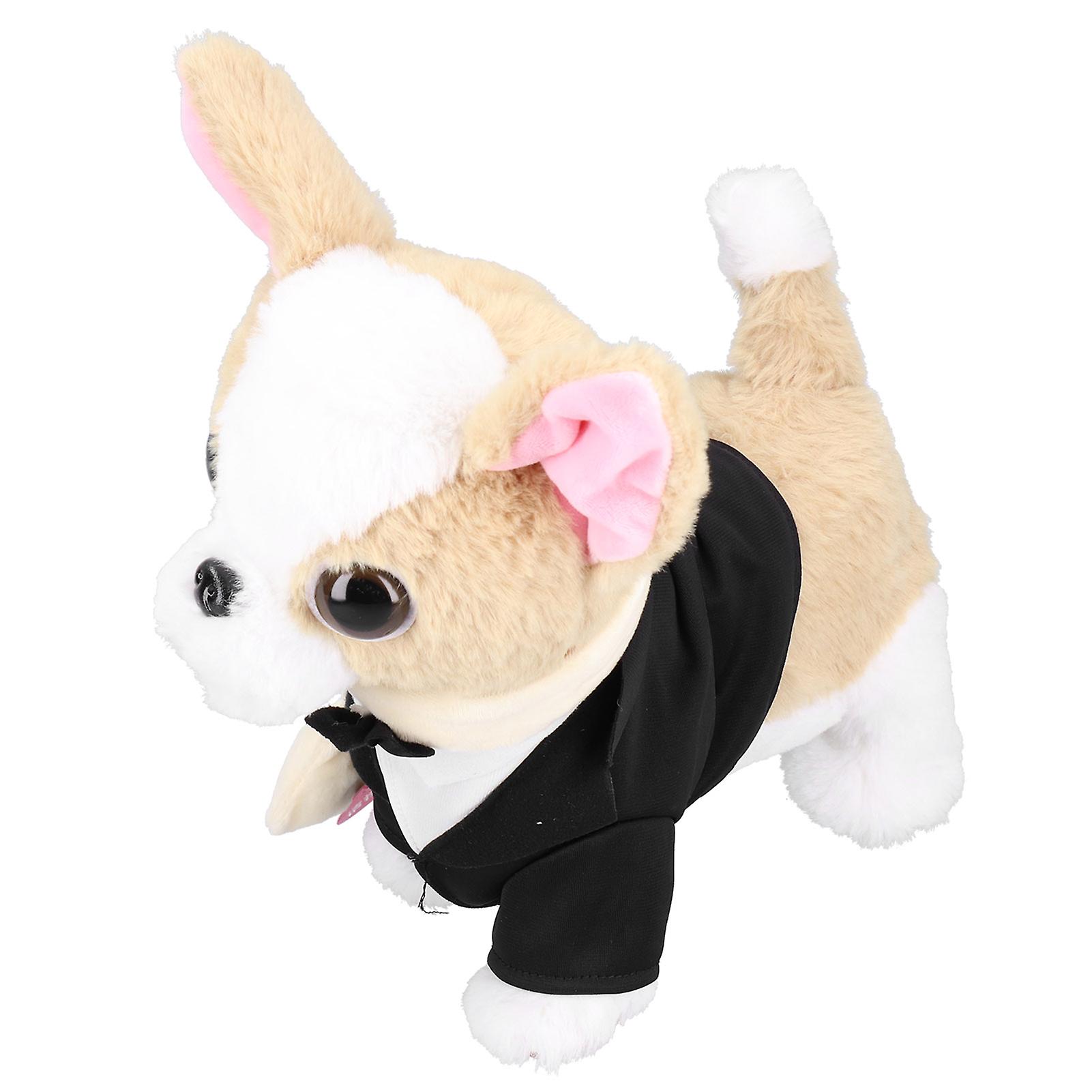 Electric Walking Singing Plush Dog Lifelike Lovely Interactive Dog Toy Children Giftblack Suit