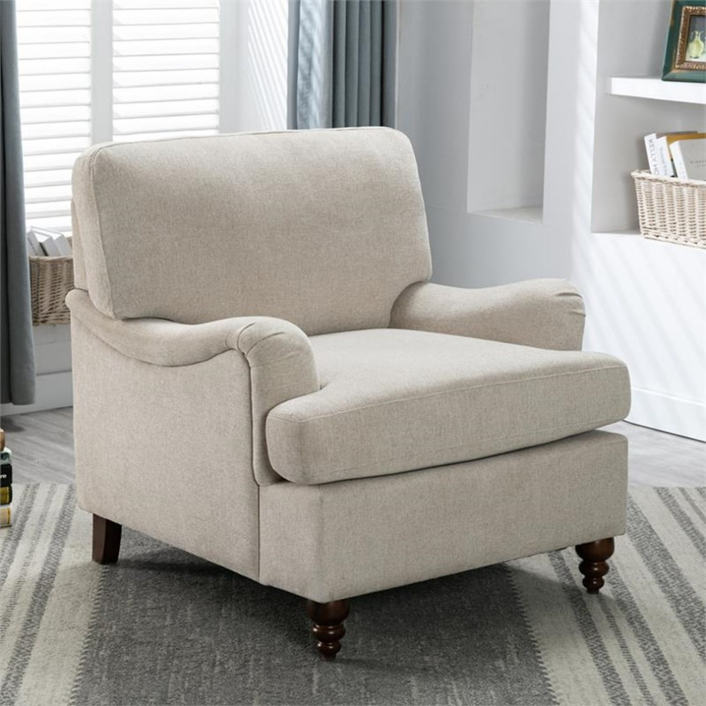 Home Square Polyester Fabric Transitional Arm Chair in Beige   Set of 2   Traditional   Armchairs And Accent Chairs   by Homesquare  Houzz