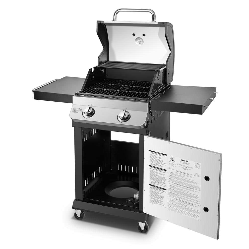 DynaGlo Premier 2Burner Propane Gas Grill in Stainless Steel with BuiltIn Thermometer