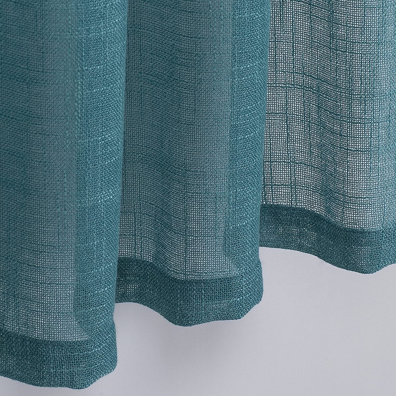 Semi Sheer Privacy Rod Pocket Top Curtain Valance for Small Kitchen & Bathroom Windows 1 Panel (52 W x 18 L, Teal)