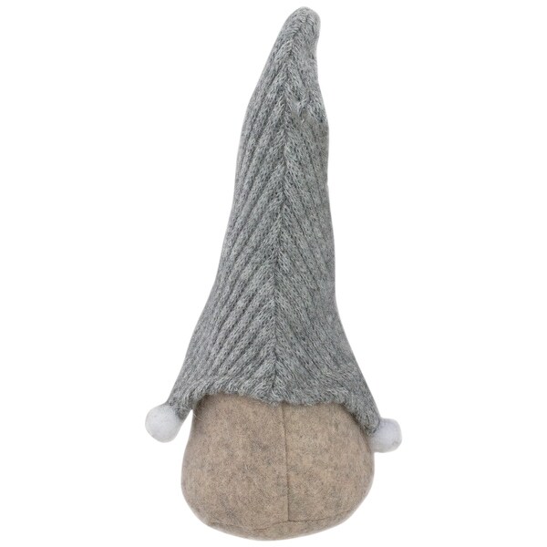 9 Beige and Gray Gnome with Knitted Hat Christmas Figure