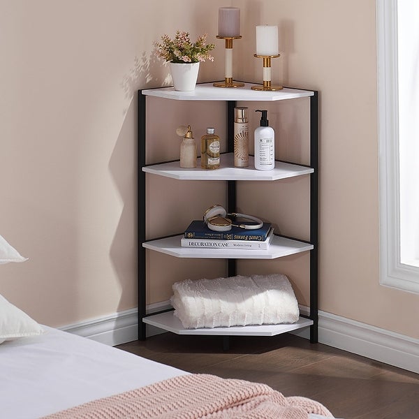 Corner End Table 4-Tier Open Shelves